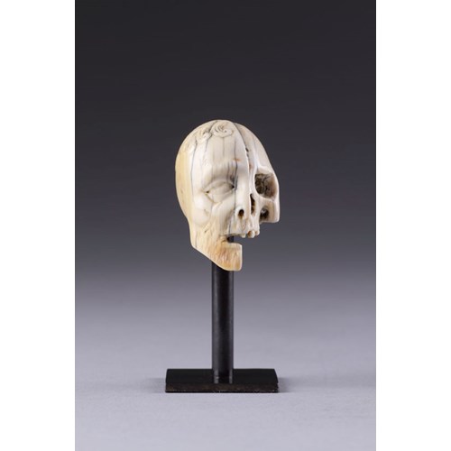 German Carved Ivory Double Sided Vanitas Rosary Bead